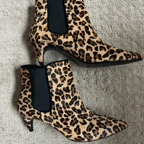 Zara kitten heel calfskin leopard booties size 40 - Picture 5 of 6